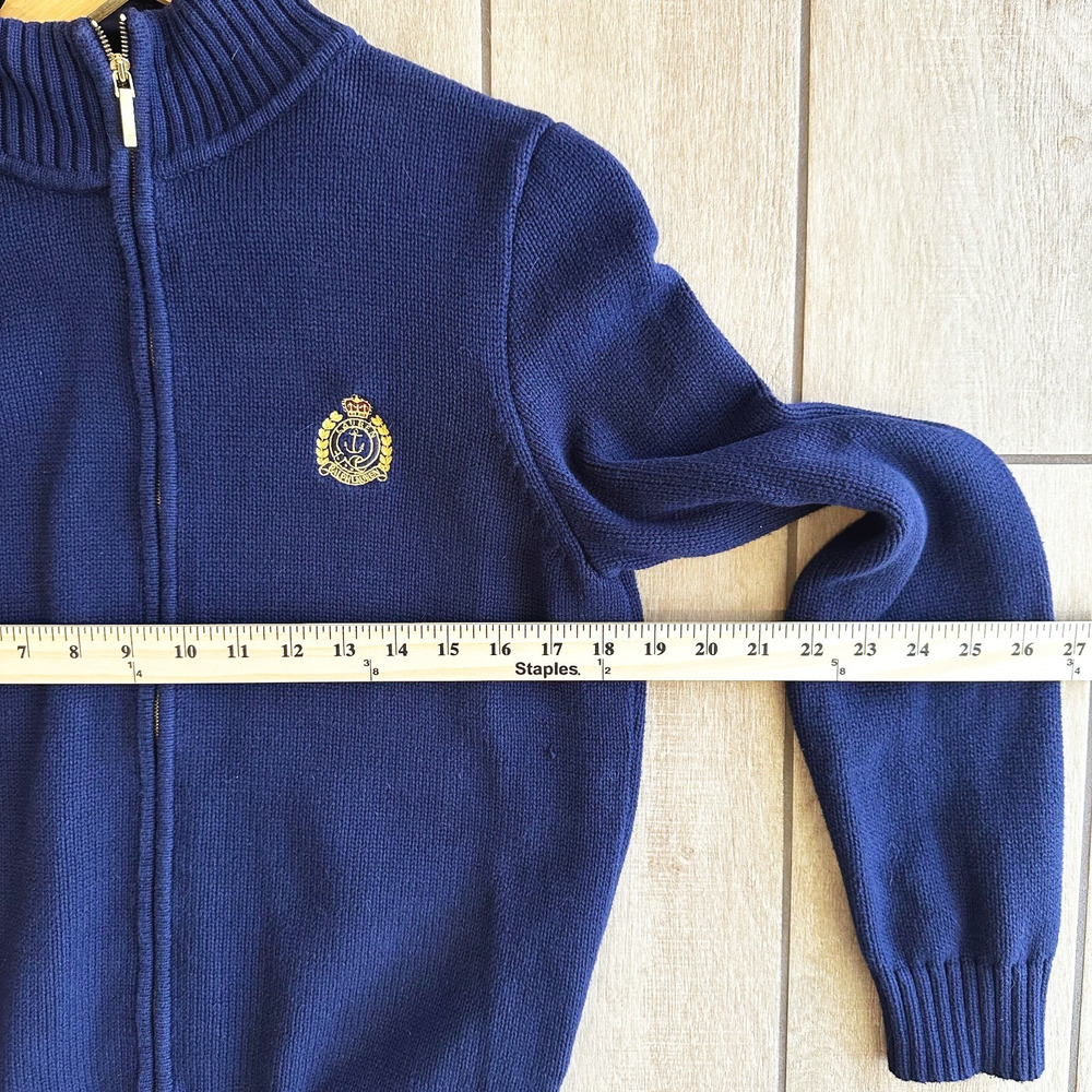 Ralph Lauren Full Zip Cardigan Sweater Large Embroidered Crest Preppy‎ Old Money - Picture 7 of 8
